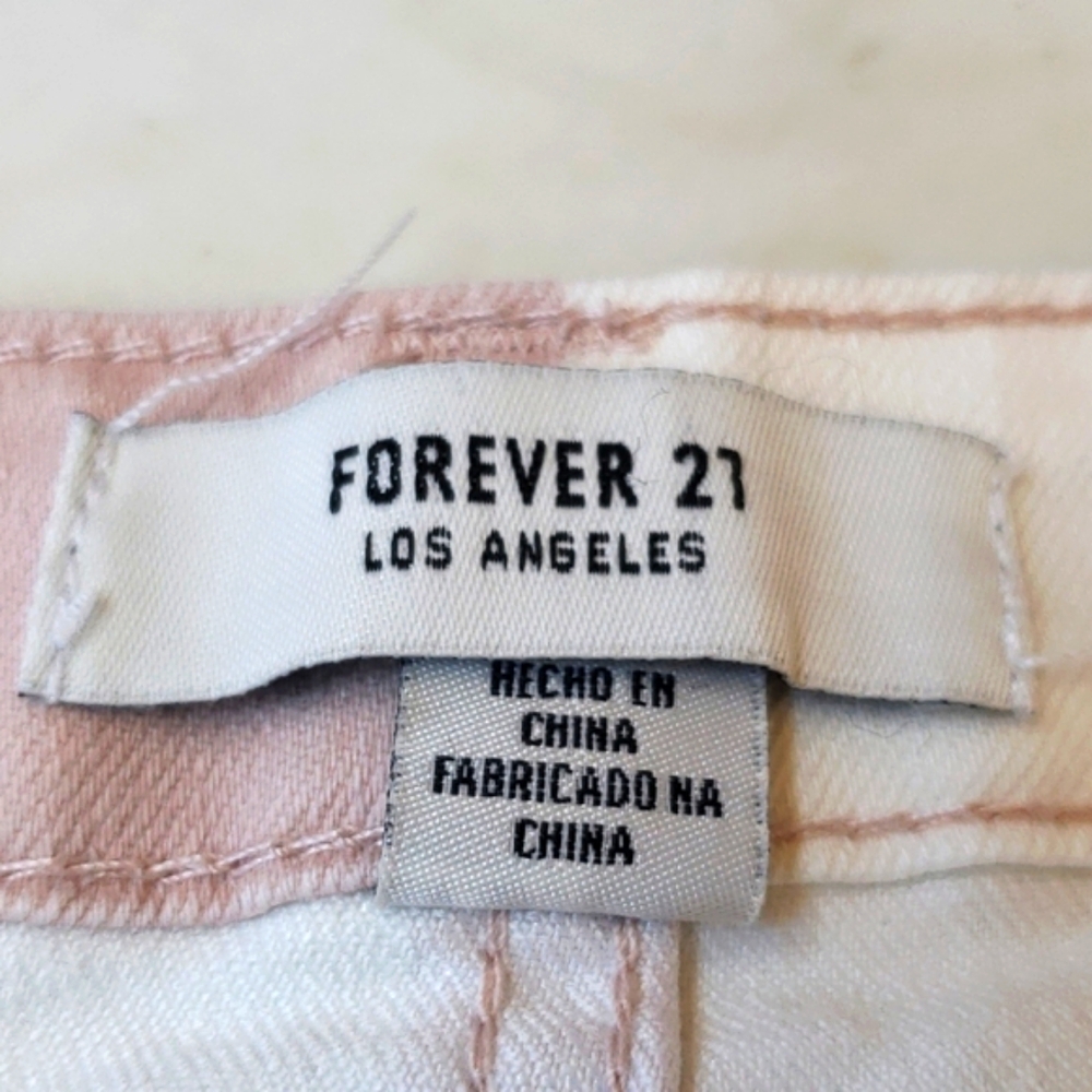 Forever 21 pink & white striped shorts size 8 - Picture 3 of 4